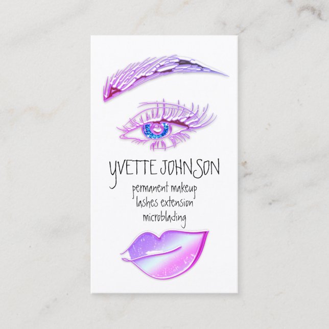 Carte De Visite Logo de maquillage Eyelash Brow QRCode Lip Hologra (Devant)