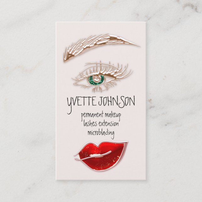 Carte De Visite Logo de maquillage Eyelash Brow Rose de lèvres QRC (Devant)