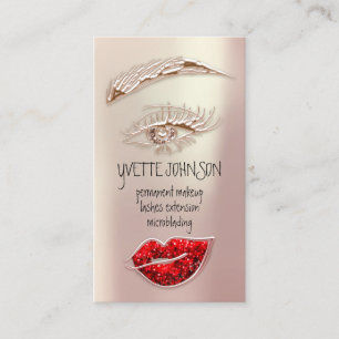 Carte De Visite Logo de maquillage Eyelash Brow Rose QRCode Gold L