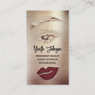 Carte De Visite Logo de maquillage Eyelash Brown QR Code Lip Rose