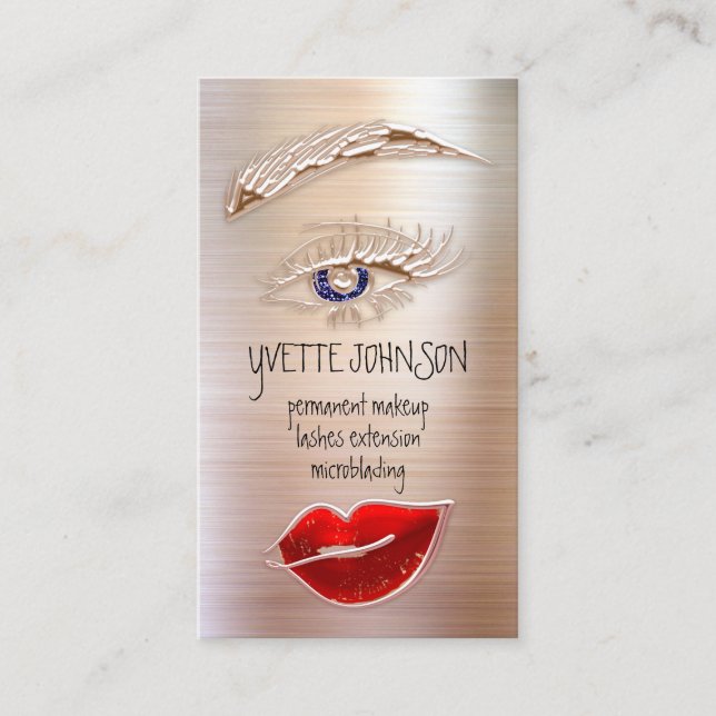 Carte De Visite Logo de maquillage Eyelash Brows Rose de lèvres QR (Devant)