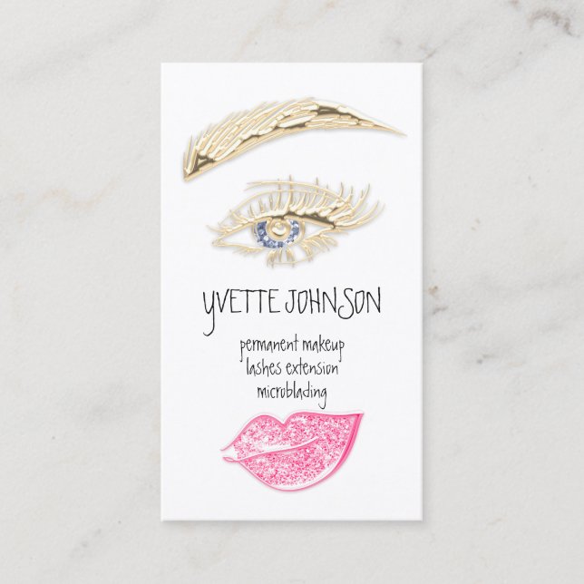 Carte De Visite Logo de maquillage permanent Lash Brow Code QR Gol (Devant)