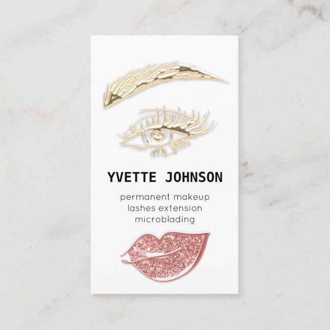 Carte De Visite Logo de maquillage permanent Lash Brow QRCode Glit (Devant)