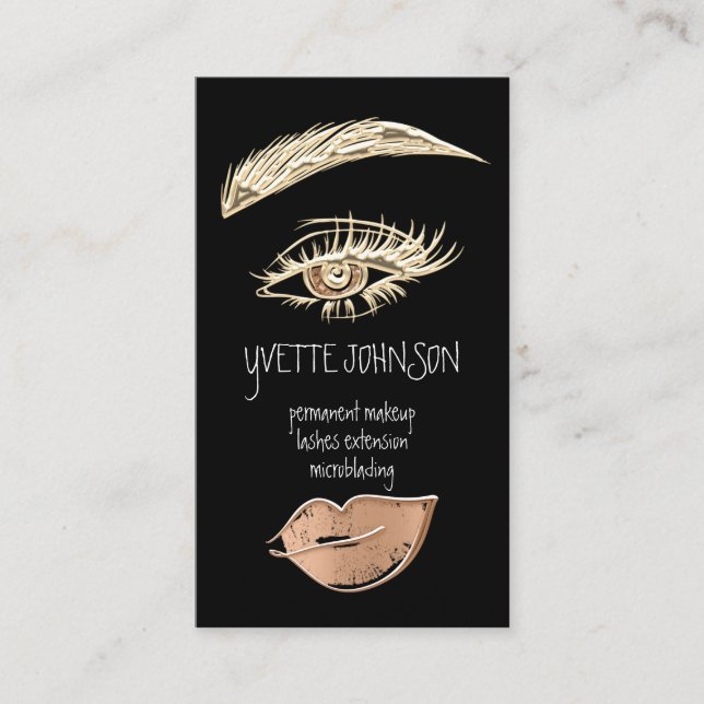 Carte De Visite Logo de maquillage permanent Lash Brow QRCode Gold (Devant)