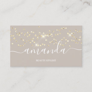 Carte De Visite Logo de maquillage professionnel Gold Confetti Che
