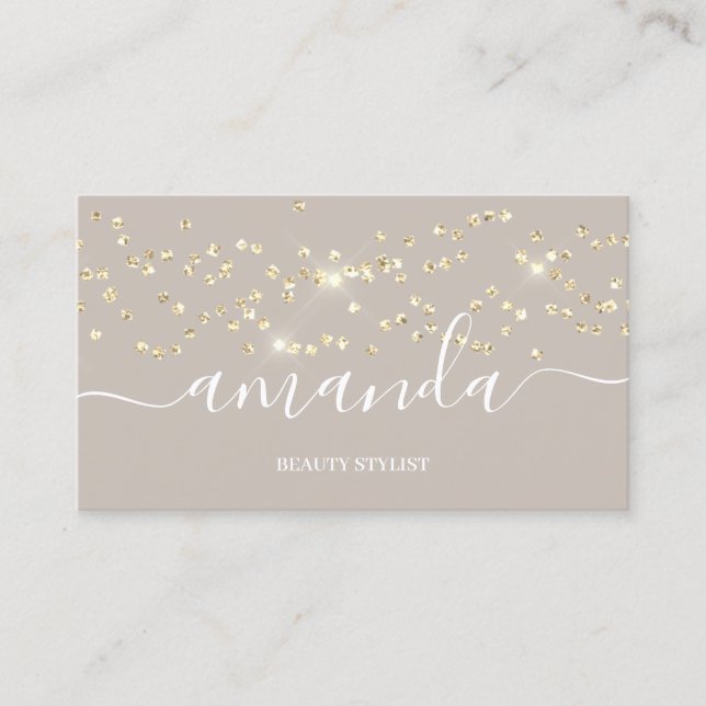 Carte De Visite Logo de maquillage professionnel Gold Confetti Che (Devant)