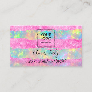 Carte De Visite Logo de maquillage professionnel Holographe rose