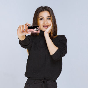 Carte De Visite Logo de maquillage Rose pour coiffeur professionne