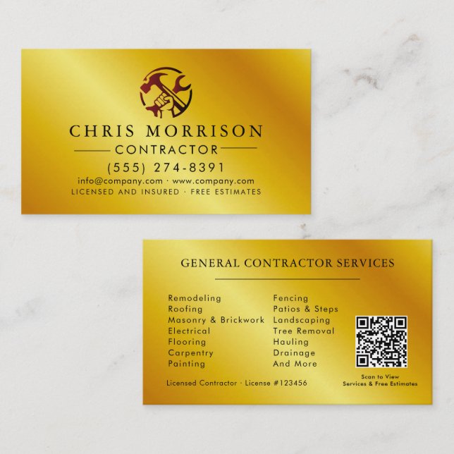 Carte De Visite Logo de marketing pour l'entreprise de constructio (Devant / Derrière)