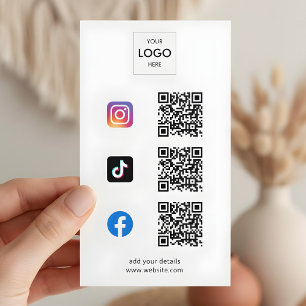 Carte De Visite Logo de marque du code QR des médias sociaux