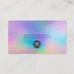 Carte De Visite Logo de marque moderne Holographic Script Iridesce