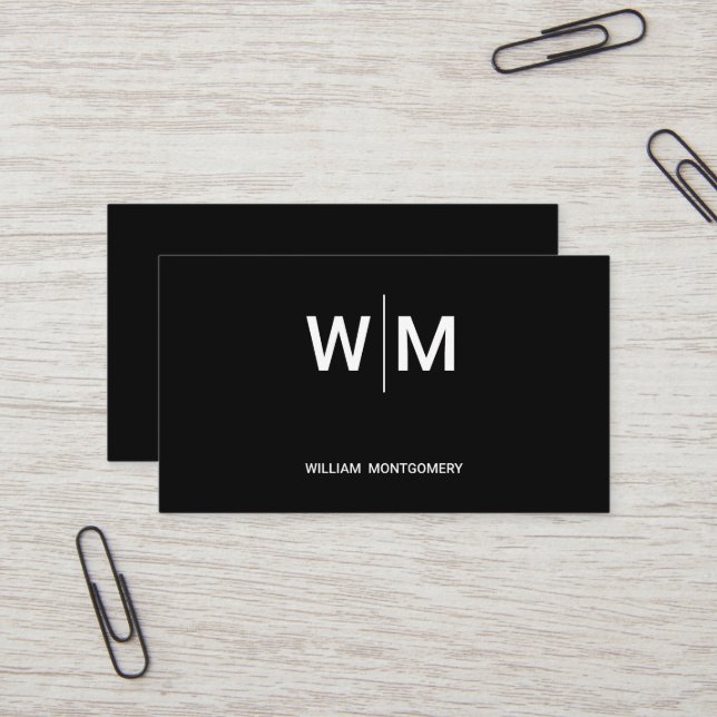 Carte De Visite Logo de marque noire | Entreprise (Devant/Arrière en situation)