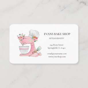 Carte De Visite Logo de mélangeur de gâteau rose Boulangerie