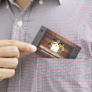 Carte De Visite Logo de menuiserie des outils de construction Bo