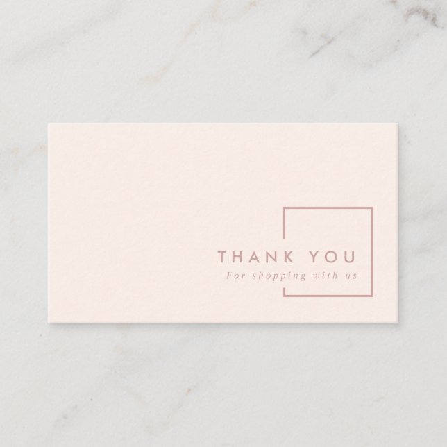 CARTE DE VISITE LOGO DE MERCI DE RECTANGLE BLANC ROSE MINIMAL (Devant)