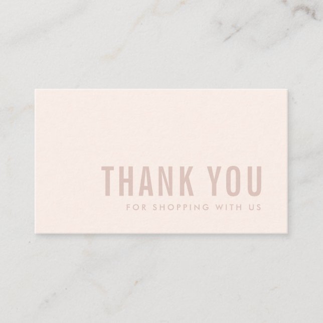 CARTE DE VISITE LOGO DE MERCI DE RECTANGLE ROSE MINIMAL SIMPLE (Devant)