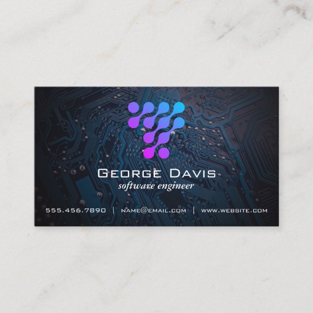 Carte De Visite Logo de microprocesseur de technologie moderne (Devant)