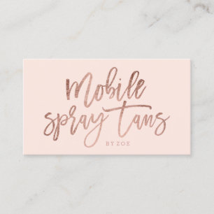 Carte De Visite Logo de Mobile Spray tans or rose typographie blus
