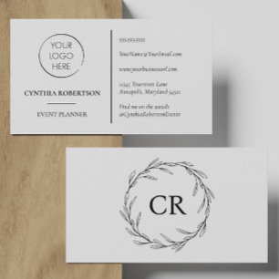 Carte De Visite Logo de monogramme simple minimaliste Couronne d'o