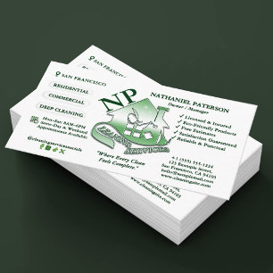 Carte De Visite Logo de monogramme simple vert pour services de ne