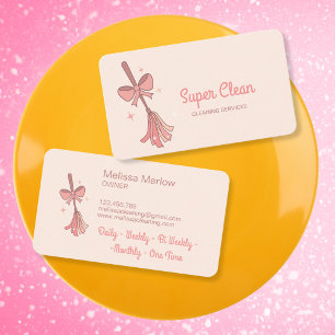 Carte De Visite Logo de nettoyage de maison fantaisiste mignon rét