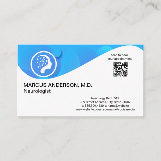 Carte De Visite Logo de neurologie | Code QR personnalisé (Devant)