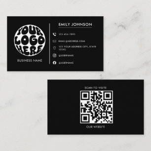 Carte De Visite Logo de nom personnalisé minimaliste moderne noir