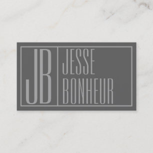 Carte De Visite Logo de noms et initiales gris moderne