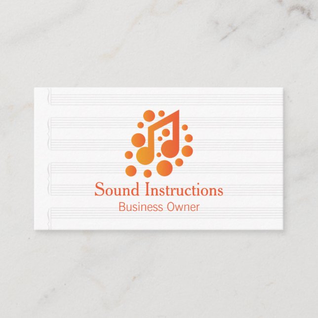 Carte De Visite Logo de note de musique orange (Devant)