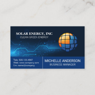 Carte De Visite Logo de panneau solaire moderne Arrière-plan tec