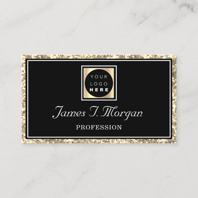 Carte De Visite Logo de Parties scintillant Black Gold professionn (Devant)