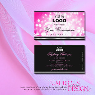 Carte De Visite Logo de Parties scintillant rose fille de luxe Bor