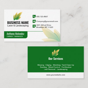 Carte De Visite Logo de paysagisme feuille verte moderne