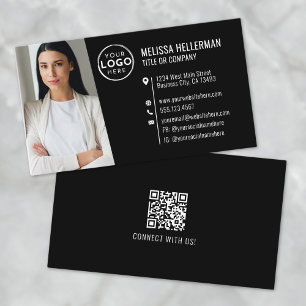 Carte De Visite Logo de photo de code QR professionnel moderne noi