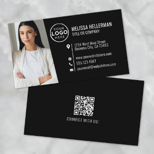 Carte De Visite Logo de photo de code QR professionnel moderne noi
