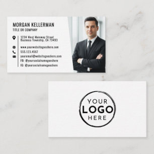 Carte De Visite Logo de photo moderne noir et blanc professionnel