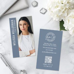 Carte De Visite Logo de photo professionnel bleu poussiéreux