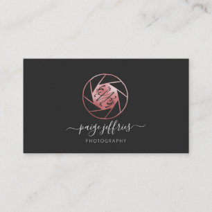 Carte De Visite Logo de photographe en or rose   Signature