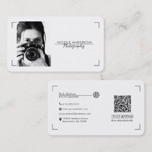 Carte De Visite Logo de photographie moderne minimaliste beige