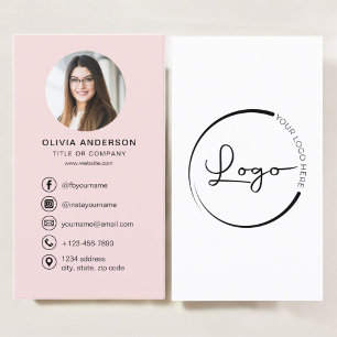 Carte De Visite Logo de photos en rose vif professionnel Médias so
