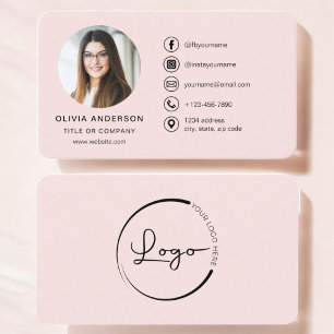 Carte De Visite Logo de photos en rose vif professionnel Médias so