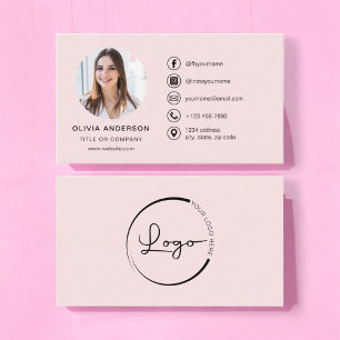Carte De Visite Logo de photos en rose vif professionnel Médias so