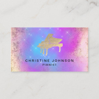 Carte De Visite logo de piano à éclaboussure couleur bleu violet