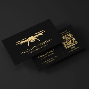 Carte De Visite Logo de pilote de drone aérien moderne noir