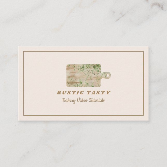 Carte De Visite Logo de planche à découper en bois rustique pour b (Devant)