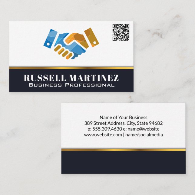 Carte De Visite Logo de poignée | Code QR (Devant / Derrière)