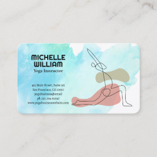 Carte De Visite Logo de pose de yoga artistique   Aquarelle