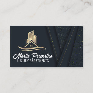 Carte De Visite Logo de propriété Gold   Immobilier