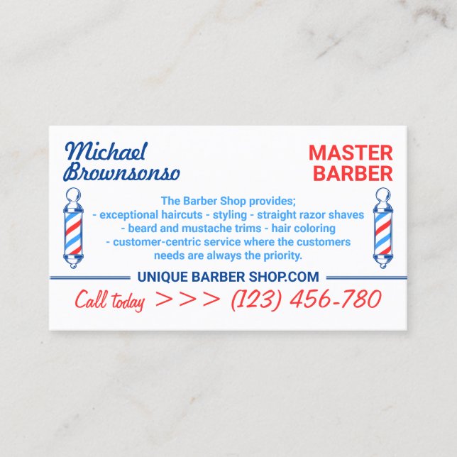 Carte De Visite Logo de rendez-vous au poteau de barbier (Devant)