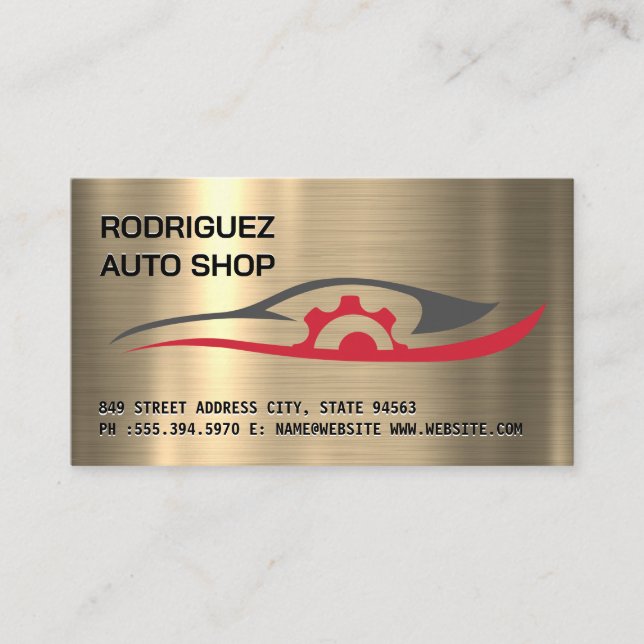 Carte De Visite Logo de réparation automatique | Arrière - plan mé (Devant)